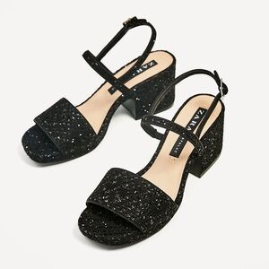 Zara Block Heel Glitter Sandals
